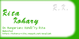 rita kohary business card